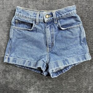 American Apparel Jeans Women's Cuffed Denim Shorts Size 24 Blue Made In USA